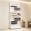 nail display cabinets Freestanding Multi-Tier Nail Polish Display Rack With LED Logo Frame & Bottom Drawer | Mobile Wall Nail Color Shelf For Modern Nail Salons Australia & USA