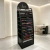 Freestanding Black Metal Nail Polish Display Rack | Slanted Tiered Gel Polish Shelving Unit With Locked Storage Cabinet For Nail Salon Retail