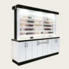 Black & White Luxury LED Display Wall Cabinet With Locked Storage Cabinets | Freestanding Nail Polish & Perfume Retail Showcase Unit