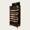 nail display stand (25) Mobile Rolling Nail Polish Display Rack With Wheels | Multi-Tier Black LED Gel Color Organizer Cabinet With Lockable Storage