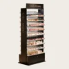 Tall Black Freestanding Multi-Tier Acrylic Nail Polish Display Rack With LED Lighting & Lockable Base Cabinet | Custom Vertical Beauty Merchandising Stand for Salons & Retail Shops