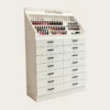nail display stand (34) Slant Front LED Nail Polish Storage Cabinet With Drawers | 2 Styles Multi-Drawer Gel Color Display Armoire For Luxury Nail Salon