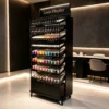 nail display stand (6) Mobile Rolling Nail Polish Display Rack With Wheels | Multi-Tier Black LED Gel Color Organizer Cabinet With Lockable Storage