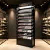 Dark Luxury Freestanding LED Lipstick & Nail Polish Display Cabinet | Multi-Tier Vertical Cosmetic Display Tower With Storage Cabinets