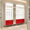 Two-Tone Red & White Modular Eyewear Wall Display Unit Sunglasses & Optical Display Cabinets