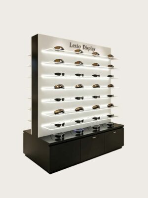 optical cabinets (28) Custom Black & White LED Lighted Freestanding Sunglasses Display Stand For Optical Shop