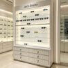 optical cabinets (34) Custom White LED Glass Eyewear Display Cabinet | Freestanding Optical Showcase With 6 Storage