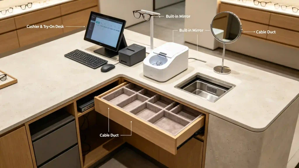 optical store countertop display