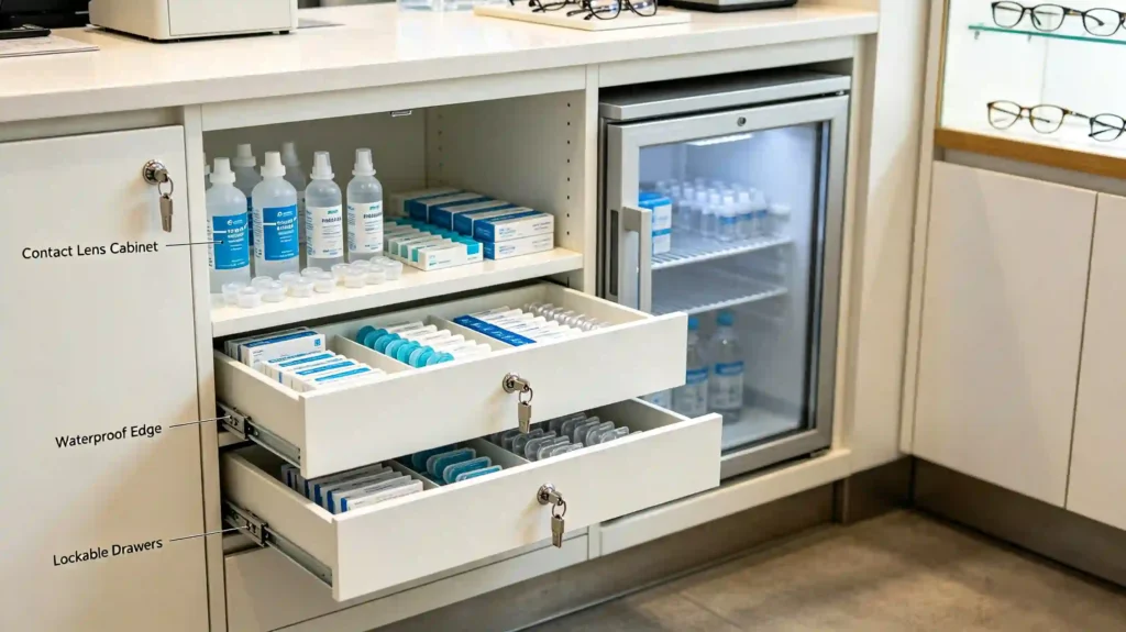 optical store display showcase