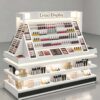Custom White Cosmetic Gondola Display Table | Open Makeup Retail Showcase For Beauty Store