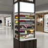 Wholesale Dark Wood Freestanding Skincare Perfume Display Tower | Showcase For Cosmetic Shop
