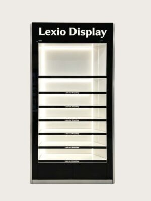 Wholesale Black Perfume Display Wall Cabinet | Open Fragrance Showcase With LED Shelves For Cosmetic Shop