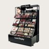 perfume display cabinet (20) Black Metal Frame Tiered Makeup Display Stand | Cosmetic Gondola Showcase For Beauty Retail