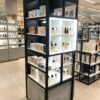 Custom Metal Frame Cube Perfume Cosmetic Display Towe Open Retail Showcase
