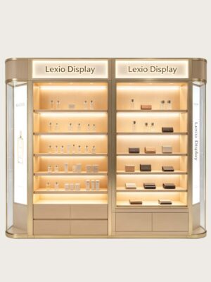 Custom Dual Perfume Display Wall Cabinet | Luxury Boutique Combined Showcase With LED
