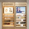 perfume display showcase (14) Custom Dual Perfume Display Wall Cabinet | Luxury Boutique Combined Showcase With LED