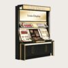 Gold Frame Makeup Display Counter | Luxury Cosmetic Showcase With Light Box