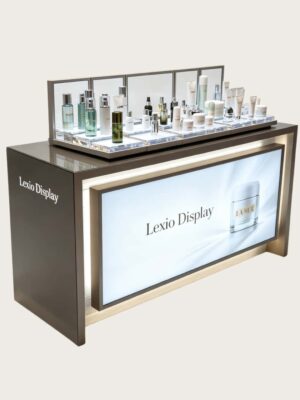 Custom Skincare Counter Display Table | Luxury Spa Facial Treatment Showcase With LED Light Box