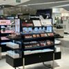 Modern Metal Frame Cosmetic Gondola Display Stand | Beauty Retail Shelving With LED For Cosmetic Store