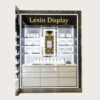 Wholesale Perfume Store Wall Display Cabinet | White Luxury Fragrance Counter Showcase With Central Backlit Poster & Drawer Storage