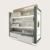 perfume gondola display (15) Wood Grain Skincare Display Cabinet |Side Cosmetic Shelving Unit With Drawer & Side LED Poster For Beauty Salon Shop