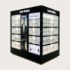 Factory Gloss Black Gondola Perfume Display | Commercial Multi-Side Fragrance Gondola Showcase With LED Shelves & Poster For Cosmetic Shop