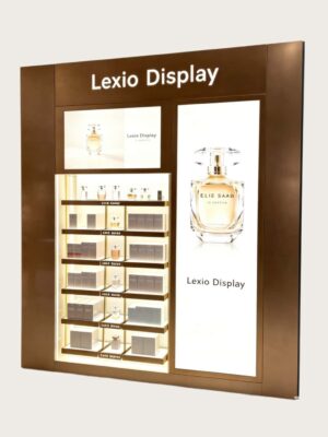 Wholesale Stainless Steel Perfume Wall Display Unit | Fragrance Showcase With Dual Side LED Poster For Stores