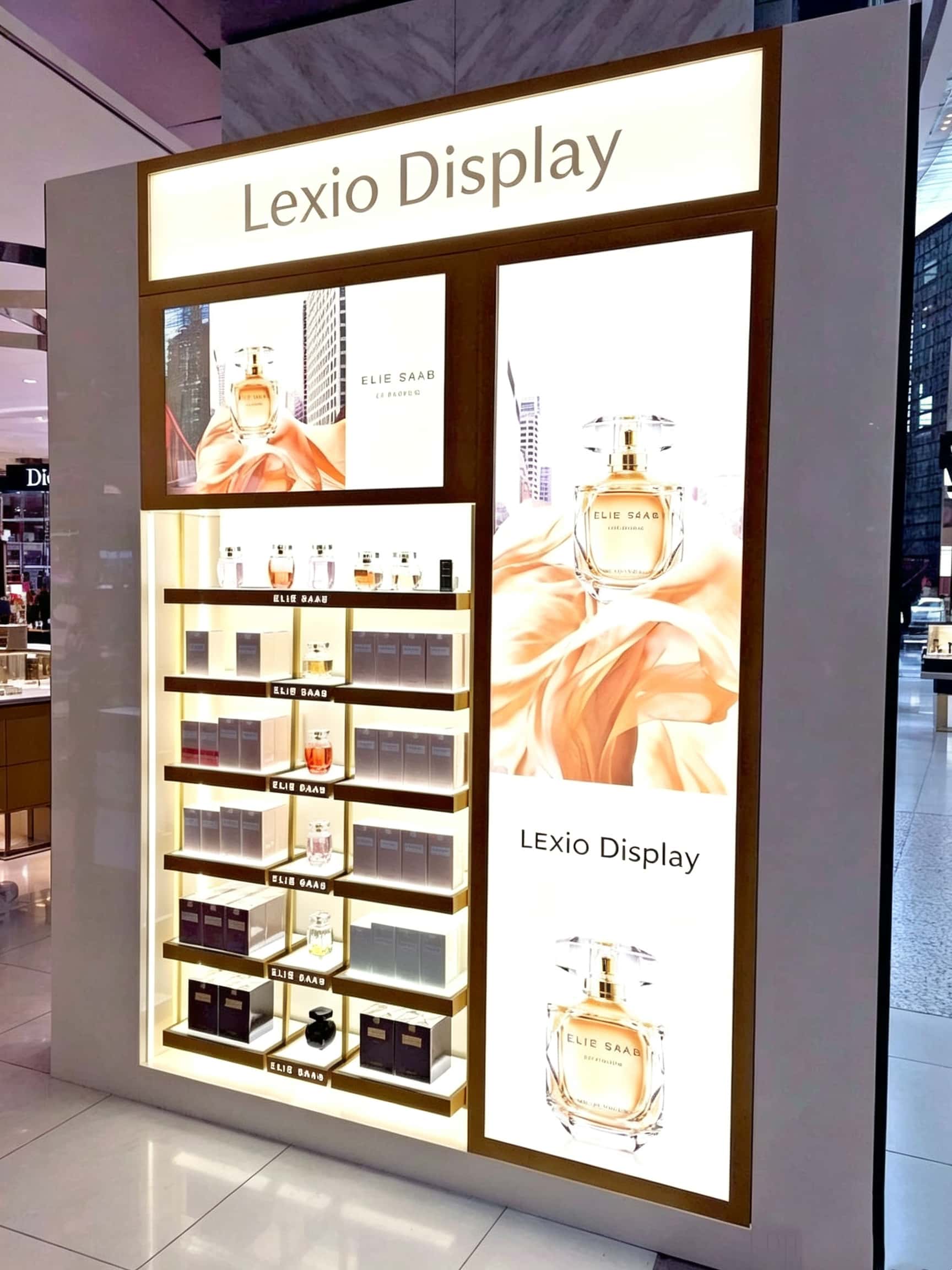 Wholesale Stainless Steel Perfume Wall Display Unit | Fragrance Showcase With Dual Side LED Poster For Stores