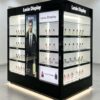 Factory Gloss Black Gondola Perfume Display | Commercial Multi-Side Fragrance Gondola Showcase With LED Shelves & Poster For Cosmetic Shop
