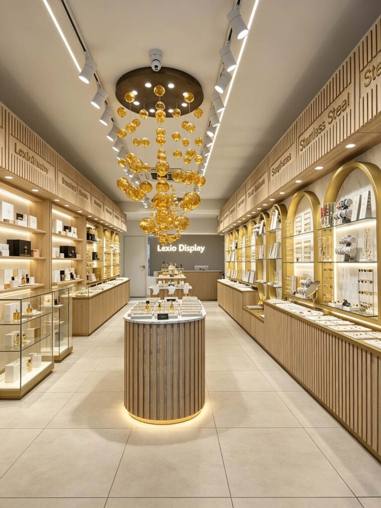 Vertical Wooden Slats for Luxury Retail Wall Surfaces in Perfume Shops