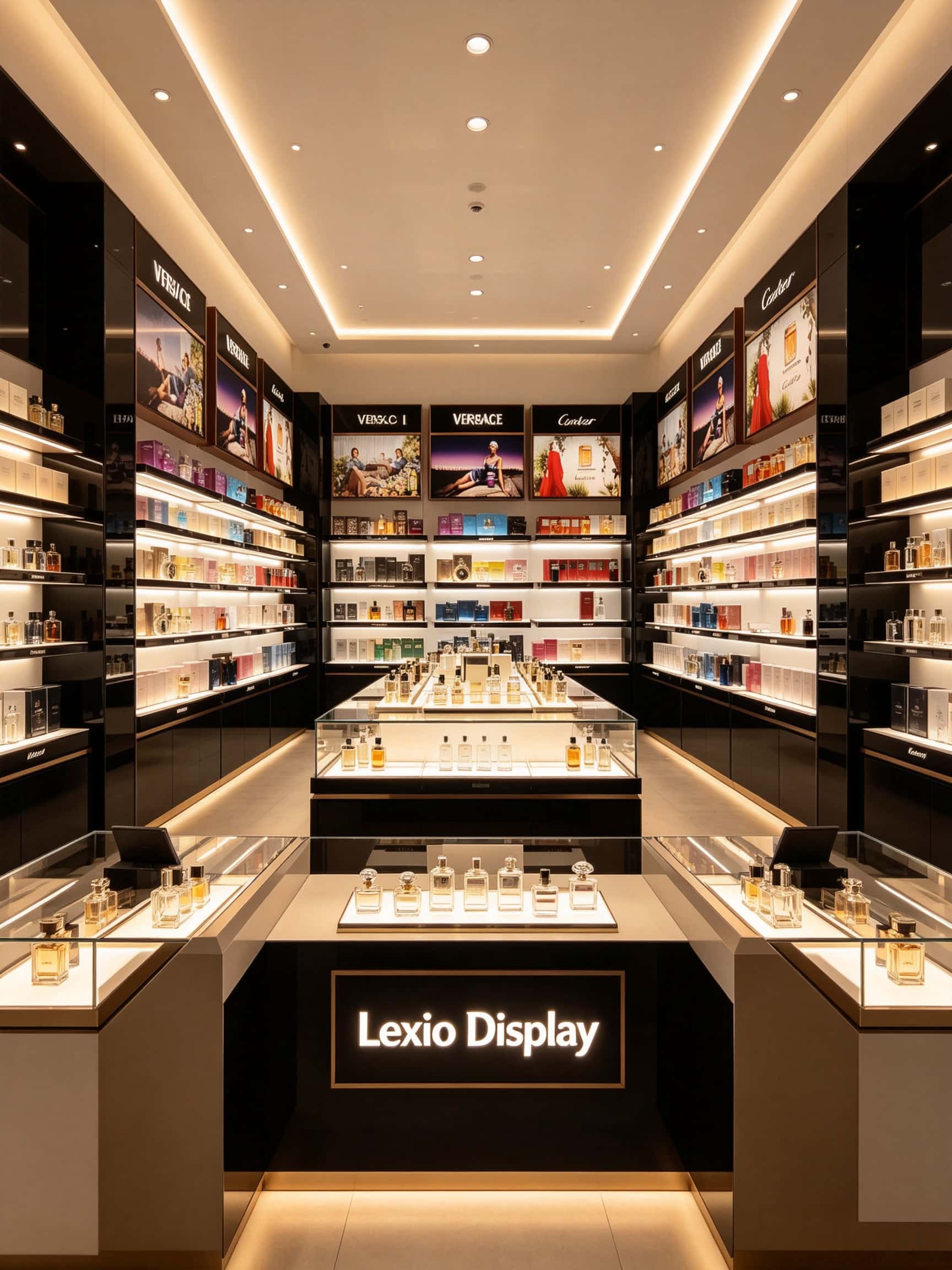 Black Display Shelves for a Luxury Perfume Shop