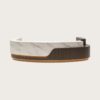 Curved U-Shaped Marble Wood Reception Counter | Wholesale Commercial Dual Material Front Desk For Luxury Hotel Lobby