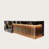 Straight Black Gold Vein Marble Reception Desk | Custom Commercial Fluted Metal Front Counter For Luxury Office Club
