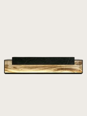 reception desk (13) Two-Tier Linear Onyx Marble Reception Counter | Factory Custom Layered Front Desk For Luxury Hotel Lobby