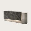 L Shaped Two-Tone Marble Reception Desk | Factory Custom Asymmetrical Front Counter For Corporate Office Lobby