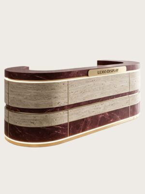 reception desk design (1) Custom Curved Marble Reception Desk with LED Lighting for Commercial Spaces & Factory Wholesale