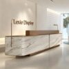 Curved Marble Vein Reception Counter | Custom Luxury Stone Front Desk For Office Lobby & High-End Clinic