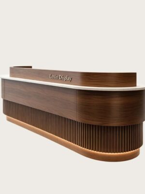 reception desk design (6) Walnut Wood Reception Desk