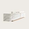 Curved Marble Vein Reception Counter | Custom Luxury Stone Front Desk For Office Lobby & High-End Clinic