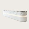 Long Curved White Marble Reception Desk | Custom Commercial Double Layer Front Counter For Office Lobby