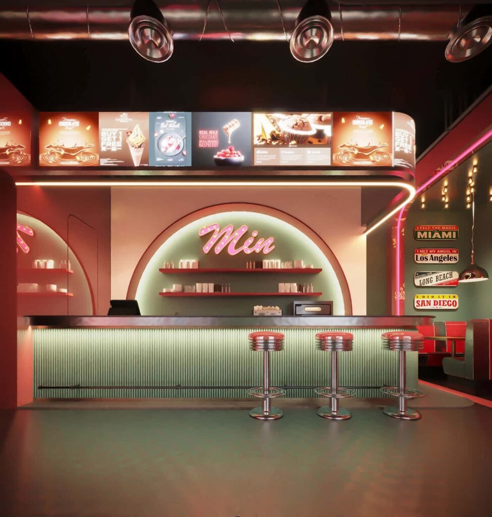 retro coffee store design