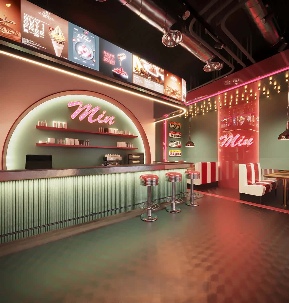 retro coffee store design