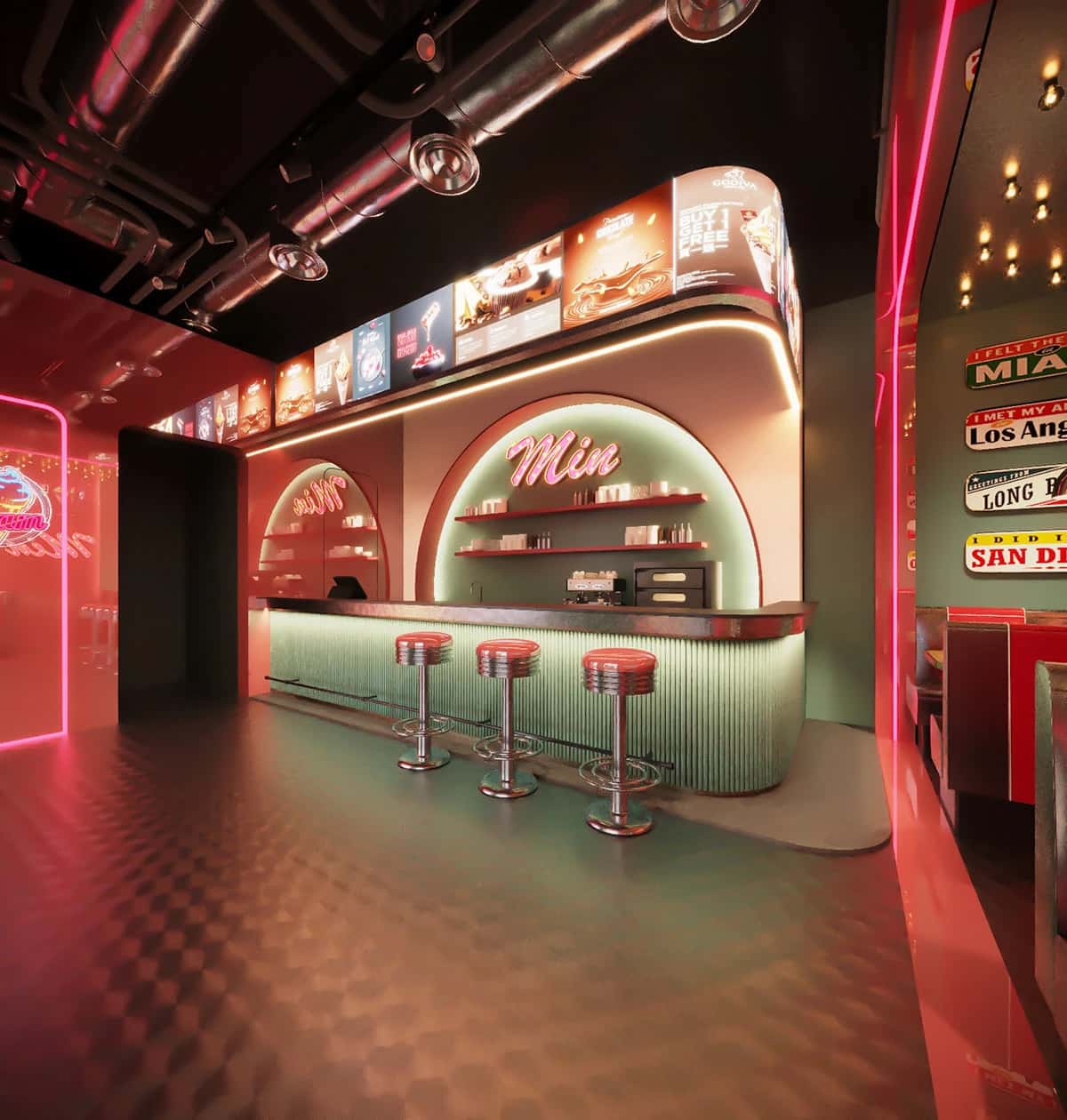 retro coffee store design