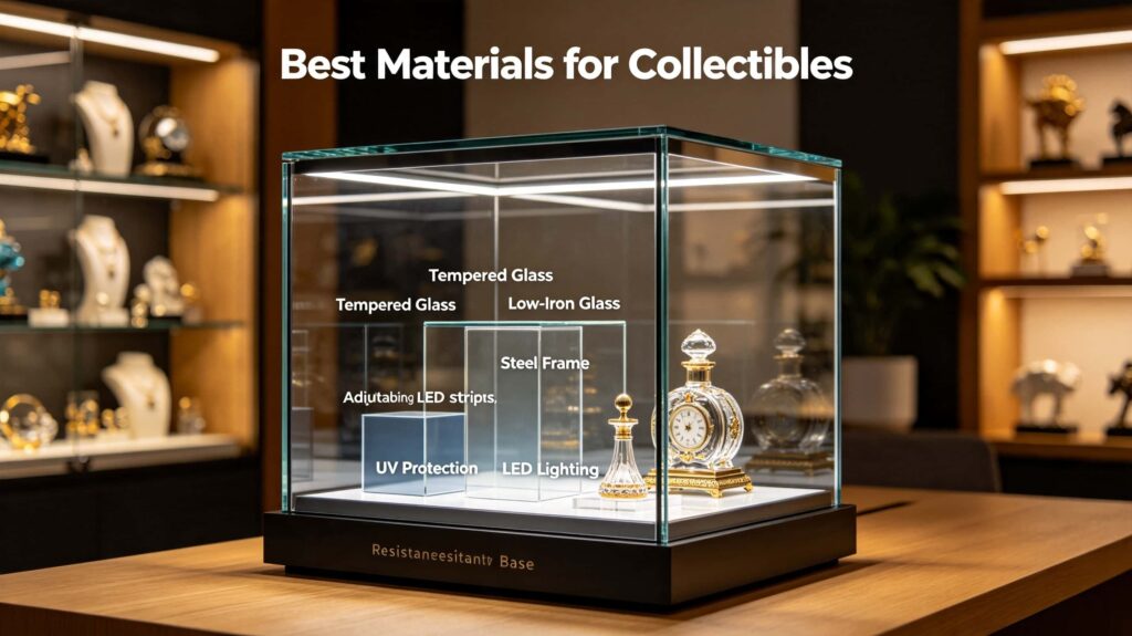 What is the best material for a commercial display case for collectibles?