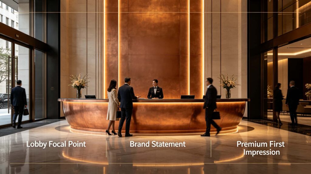 What is the purpose of a reception desk?