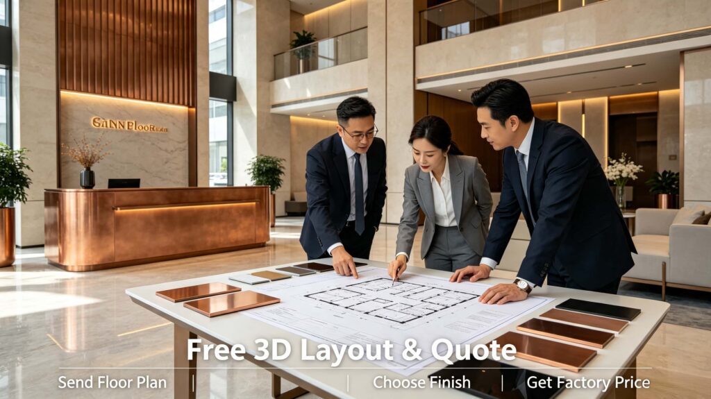 How to buy a wholesale copper reception desk from a factory?