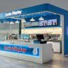 Branded Blue Frozen Yogurt Kiosk with Glass Display Case
