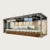 Modern Herringbone Wood Ice Cream Kiosk with Gelato Display Case | Custom Mall Food Retail Booth
