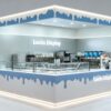 ICE CREAM KIOSK (31) Custom Blue Drip Design Ice Cream Kiosk with Gelato Display Case | Modern Mall Food Retail Booth