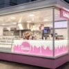 Custom Pink Ice Cream Kiosk with Full Commercial Kitchen | Freestanding Mall Dessert Retail Booth